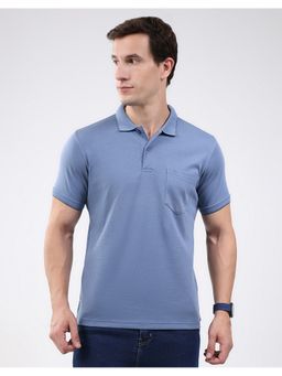 Monte Carlo - Blue Men Regular Fit Solid Pattern Half Sleeve Polo T-Shirt