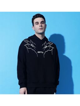 Griffel - Men's Black Winter Wear Oversized Cotton Fleece Hoodie