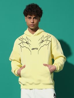 Griffel - Yellow Men Winter Wear Oversized Cotton Fleece Pullover Hoodie