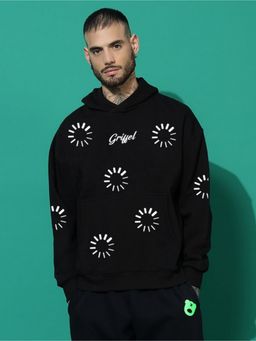 Griffel - Men Winter Wear Oversized Cotton Fleece Black Hoodie