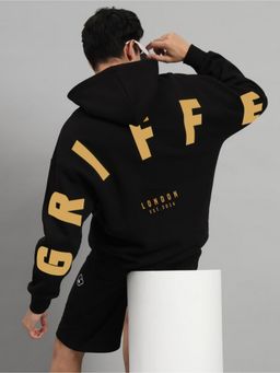 Griffel - Black Winter Wear Oversized Cotton Fleece Hoodie