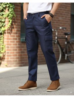 RIGO - Men Straight Fit Cargo Navy Blue Pant