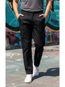 RIGO - Men Straight Fit Cargo Black Pant