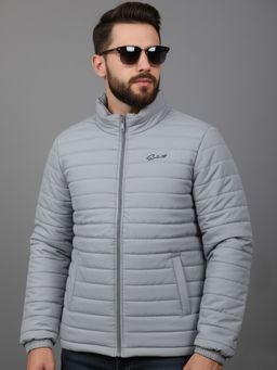 SPIRIT - Solid Men High Neck Grey Full Sleeves Puffer Jacket