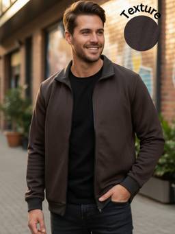 RIGO - Men Collar Neck Textured Brown Winter Jacket