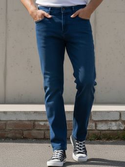 RIGO - Men'S Navy Blue Solid Straight Fit Jeans