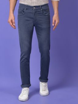 CRIMSOUNE CLUB - Men'S Blue Solid Slim Fit Jeans