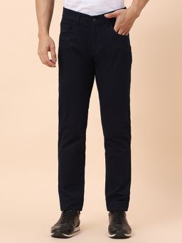 Cantabil - Men Navy Blue Solid Regular Fit Jeans