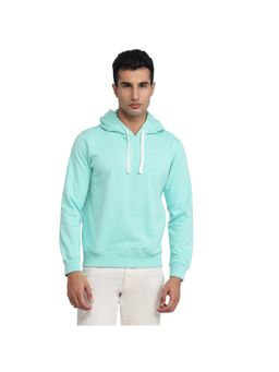 Park Avenue - Medium Turquoise Slim Fit Solid Hoodie