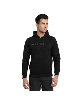Park Avenue - Black Slim Fit Printed Hoodie