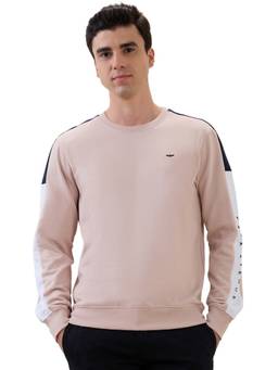 Park Avenue - Men Medium Peach Slim Fit Solid Sweatshirt