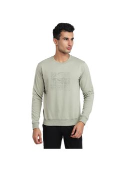 Park Avenue - Medium Green Slim Fit Printed Sweatshirt