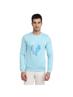 Park Avenue - Medium Blue Slim Fit Printed Sweatshirt
