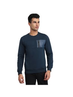 Park Avenue - Fancy Teal Slim Fit Solid Sweatshirt
