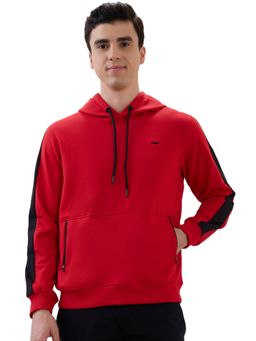 Park Avenue - Men Dark Red Slim Fit Solid Hoodie