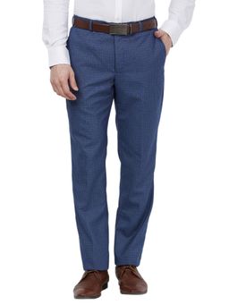 Park Avenue - Regular Fit Checkered Blue Trousers