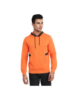 Park Avenue - Men Medium Orange Slim Fit Solid Hoodie