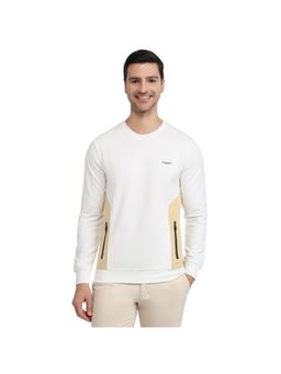 Park Avenue - Men White Slim Fit Colorblock Sweatshirt