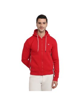 Raymond - Men Dark Red Regular Fit Striped Hoodie