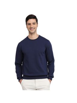 Raymond - Navy Blue Regular Fit Solid Sweatshirt