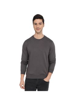 Raymond - Dark Grey Regular Fit Solid Sweatshirt