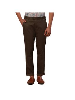 Raymond - Men Straight Fit Cotton Blend Green Trousers