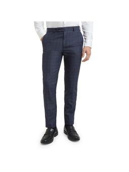 Raymond - Slim Fit Checkered Blue Trousers