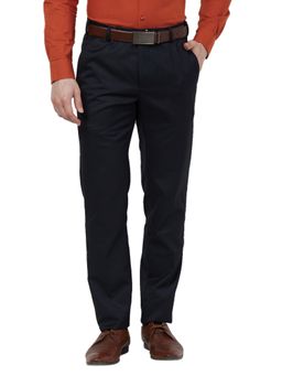 Raymond - Slim Fit Structured Blue Trousers