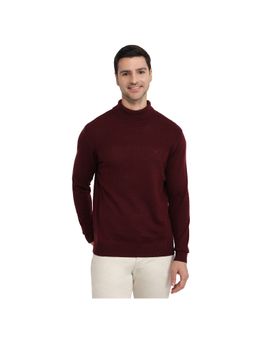 Raymond - Men Dark Maroon Regular Fit Self Design Sweater