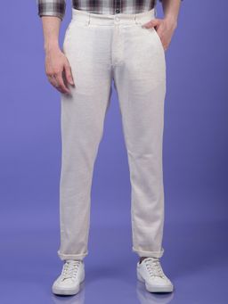 CRIMSOUNE CLUB - Men's Textured Off White Trousers