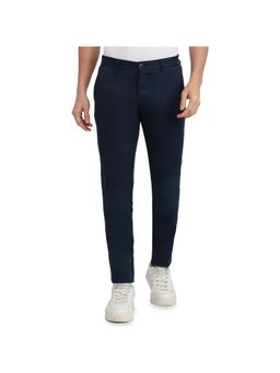 Parx - Low Rise Tapered Fit Blue Trousers