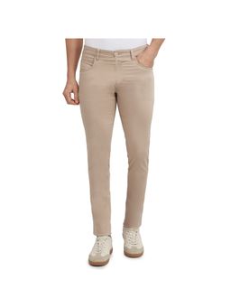 Parx - Solid Tapered Fit Beige Trousers