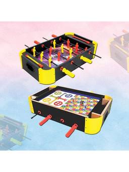 MAD OVER TOYS - 3-in-1 Tabletop Foosball, Ludo & Snakes Game