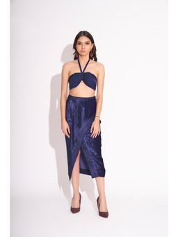 House of Inari - Navy Blue Bustier with Embroidered Skirt