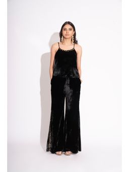 House of Inari - Black Silk Velvet Metal Co-Ord Set
