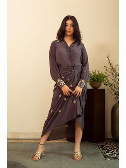 House of Inari - Grey Aafreen Skirt with Shirt and Slip