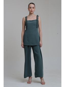 THE SILK LOVE - Teal Cold Wave Co-Ord Set