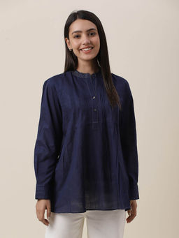 Fabindia - Navy Blue Cotton Regular Thigh Length Tunic