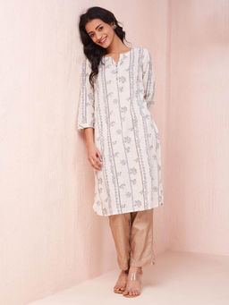 Fabindia - Natural Cotton Hand Block Printed Knee Length Kurta