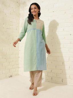 Fabindia - Green Cotton Woven Kurta