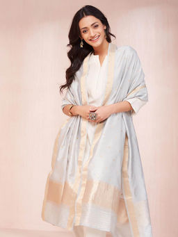 Fabindia - Grey Silk Blend Banarsi Dupatta