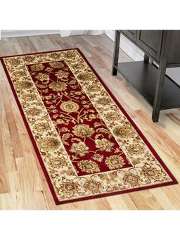 OBSESSIONS - Traditional Polypropylene Bedside Runner Red (2.5x5 Feet)