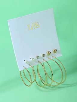 Lilly & Sparkle - Set of 6 Gold-Plated Contemporary Hoop Stud Earrings