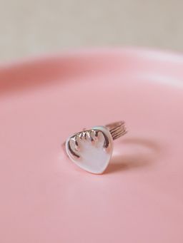 Ethnic Andaz - Melting Heart Mother of Pearl Ring-Silver