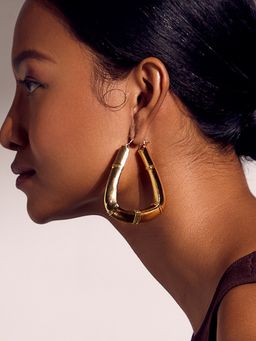 Ethnic Andaz - Leora Hoops Earrings-Gold