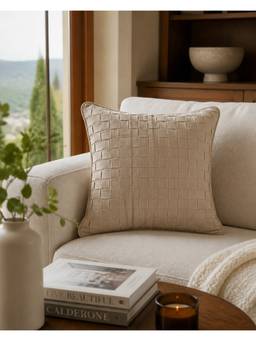 The Living Edit - Pink Cotton Grid Cushion Cover