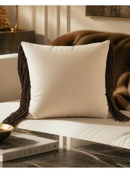 The Living Edit - White Fringe Frame Cushion Cover
