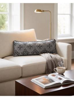 The Living Edit - Grey Woven Geometry Cushion Cover