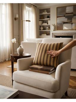 The Living Edit - Brown Heritage Stripe Cushion Cover