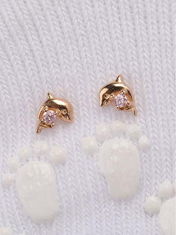 Praavy - 925 Sterling Silver The Rose Gold Dolphin Dance Kids Studs